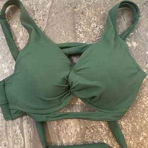Olive green twist front bikini top - 34D